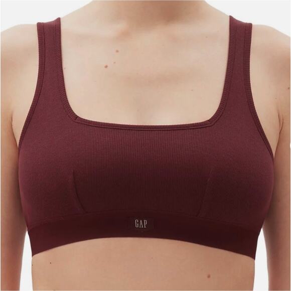 Gap Body Bralette Womens Medium Red Cotton Rib Lounge Athleisure Comfy Stretch - Picture 1 of 10